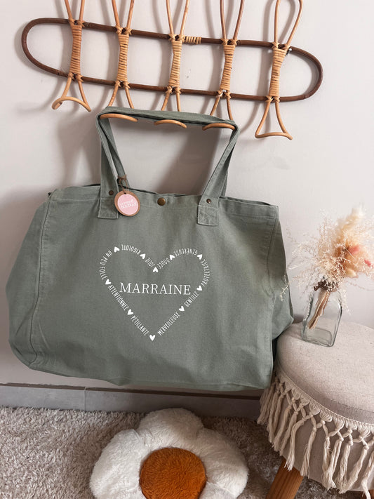 Sac shopping "personalisation coeur"