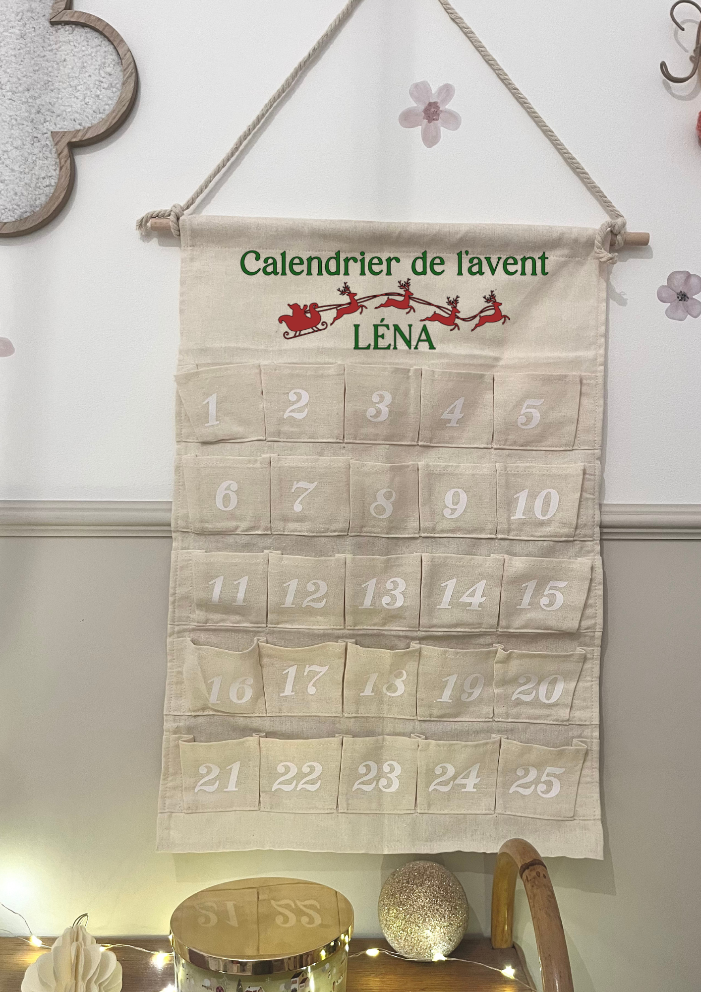 Calendrier de l'avent numéros blanc