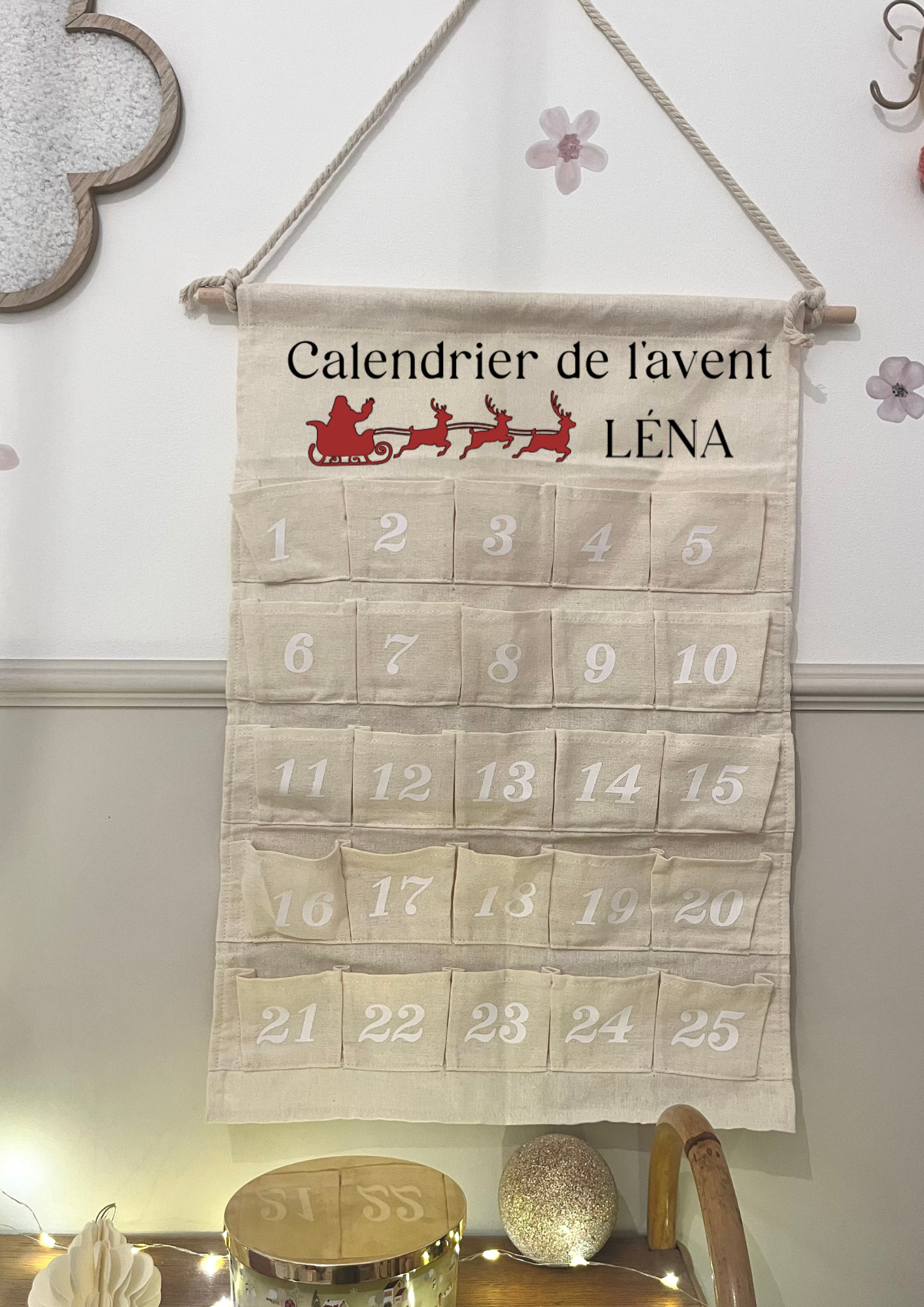 Calendrier de l'avent numéros blanc
