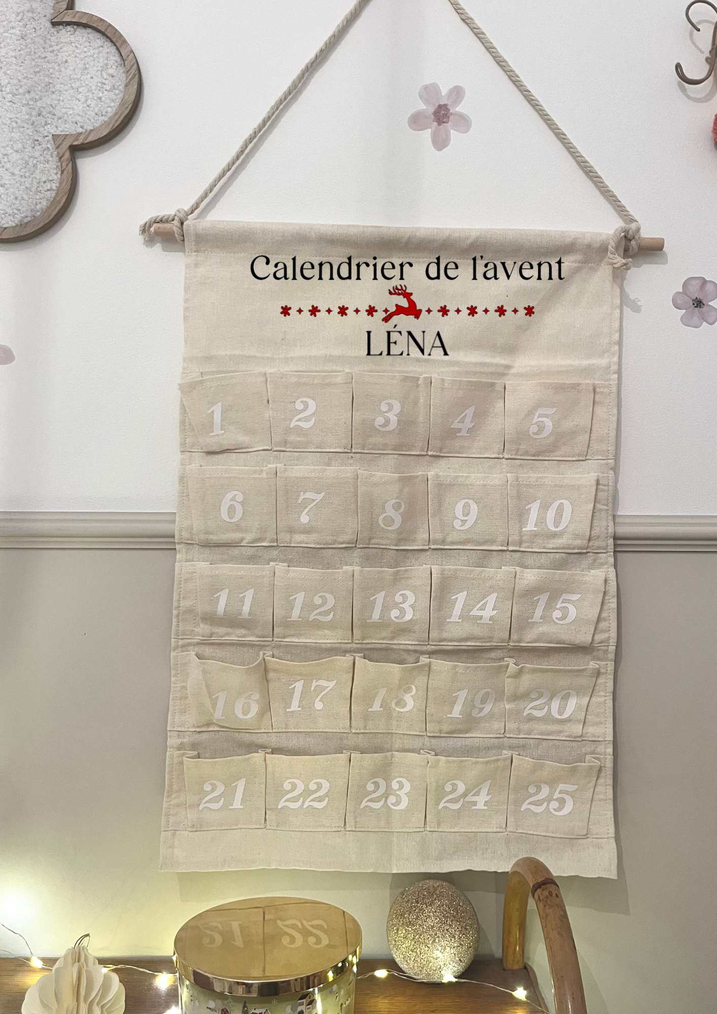 Calendrier de l'avent numéros blanc