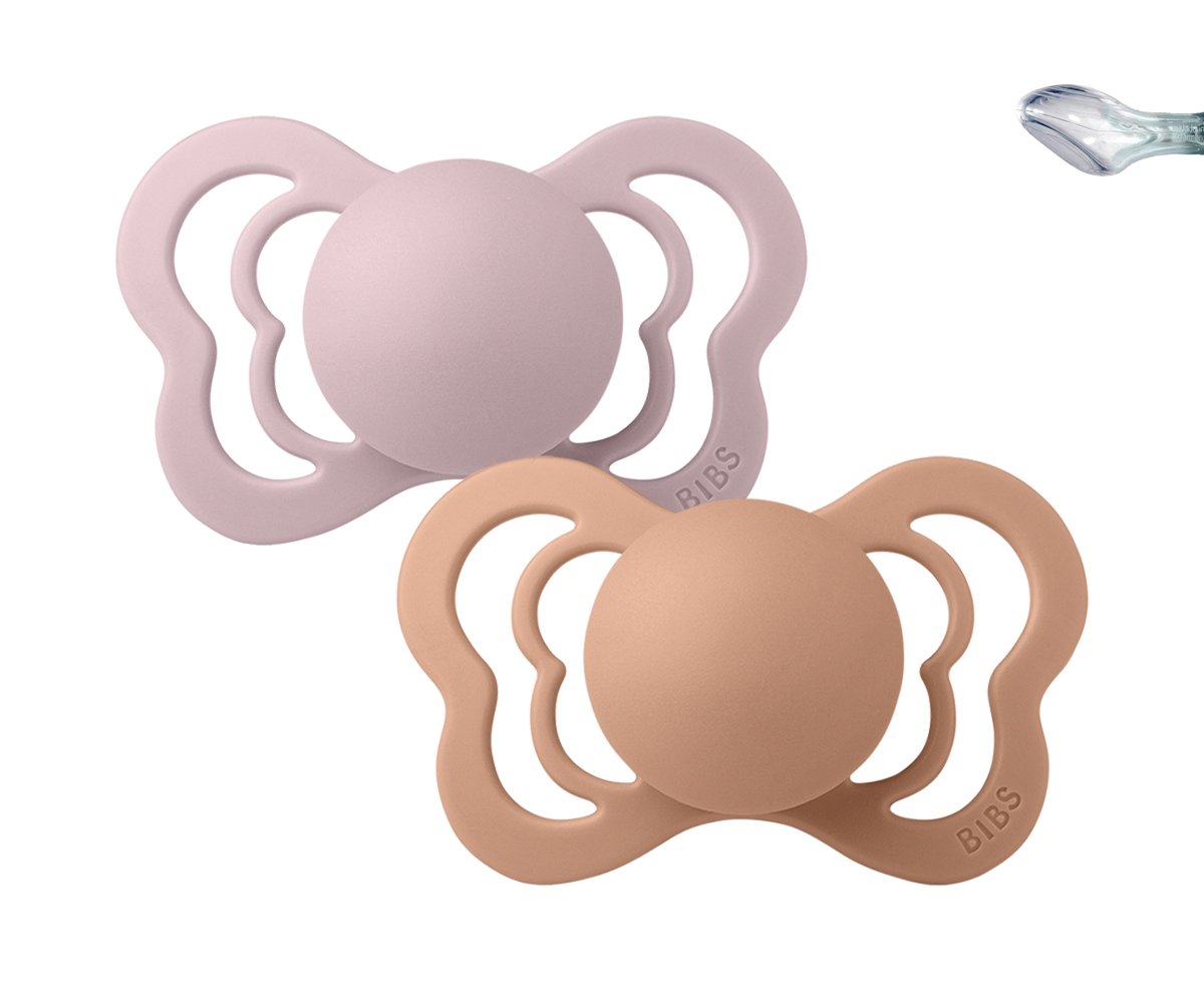 2 Sucettes BIBS Pink Plum/Peach en Silicone 6- 18 M BIBS