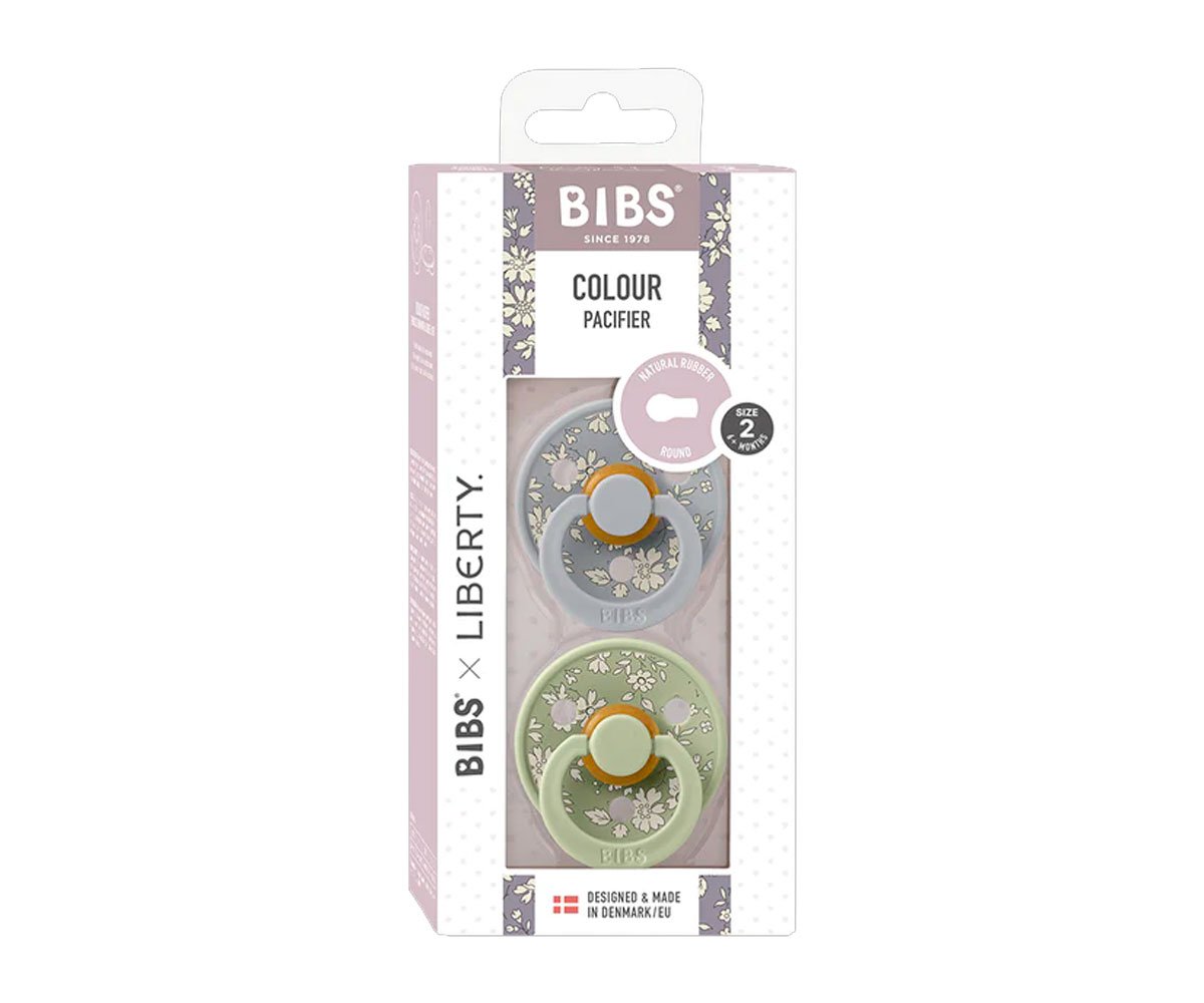 2 Sucettes BIBS Colour Round Liberty Cape Sage Mix Bibs Liberty