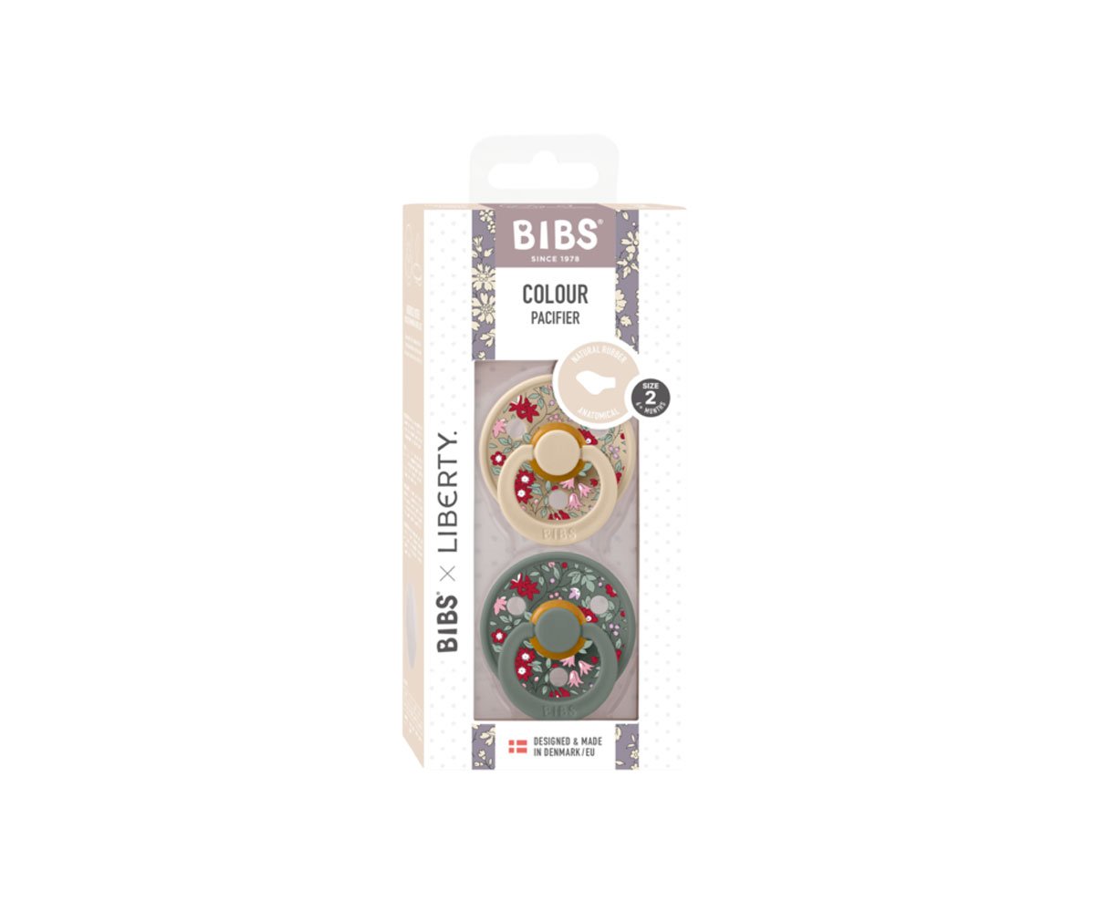 2 Sucettes BIBS Color Symmetric Liberty Camomille Lawn Vainilla/Pine Bibs Liberty