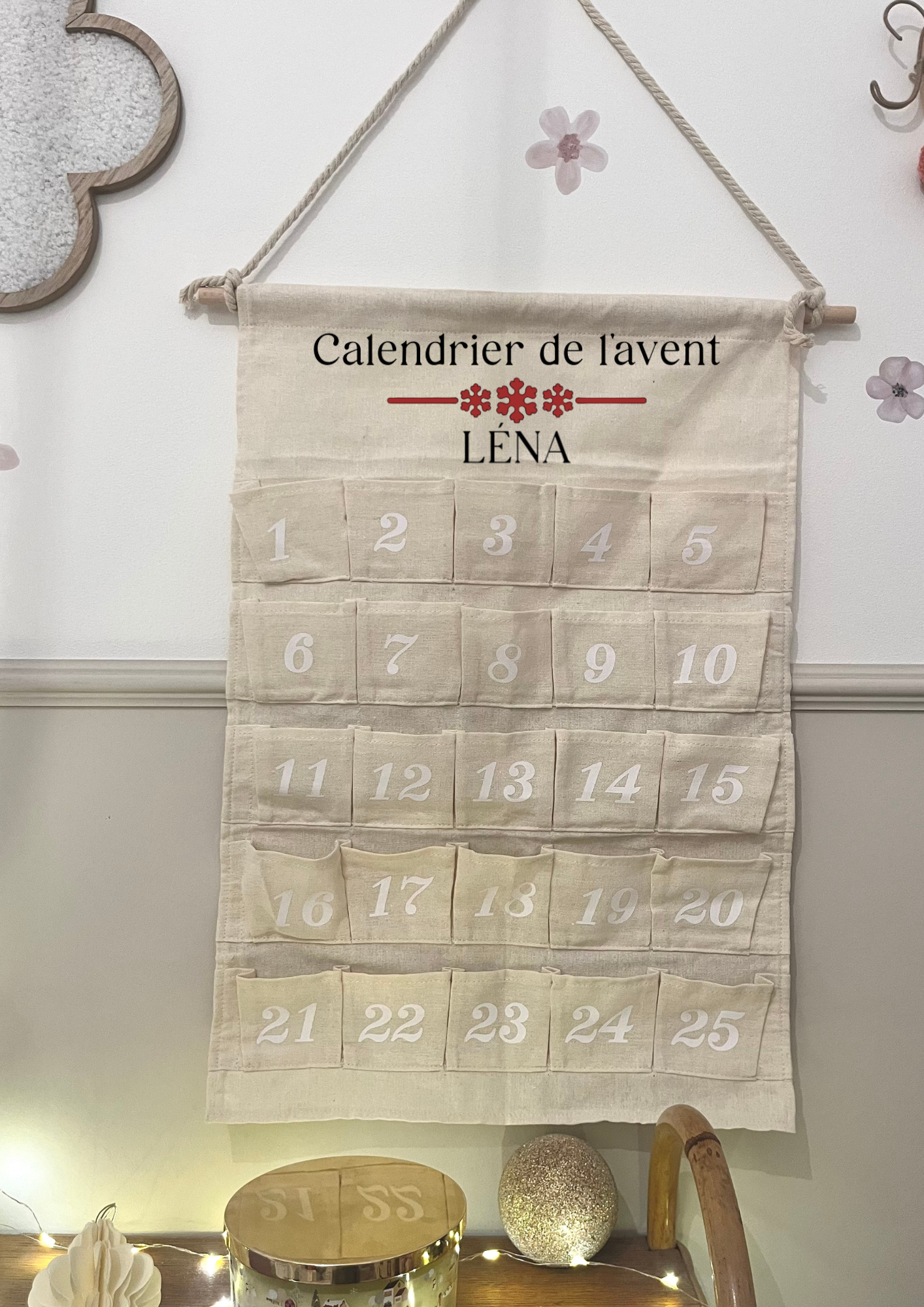 Calendrier de l'avent numéros blanc