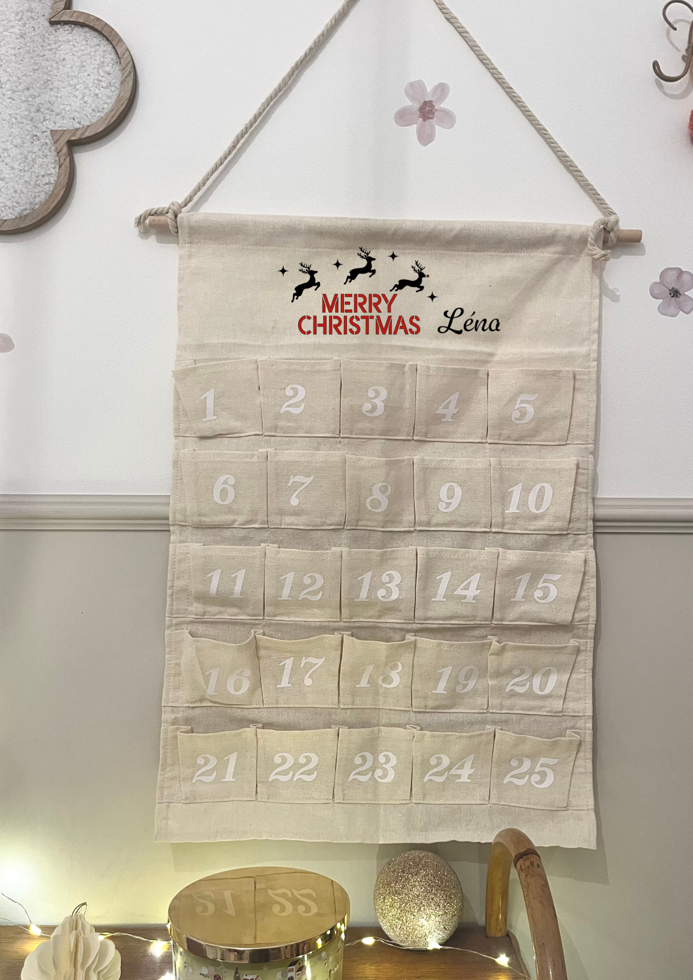 Calendrier de l'avent numéros blanc