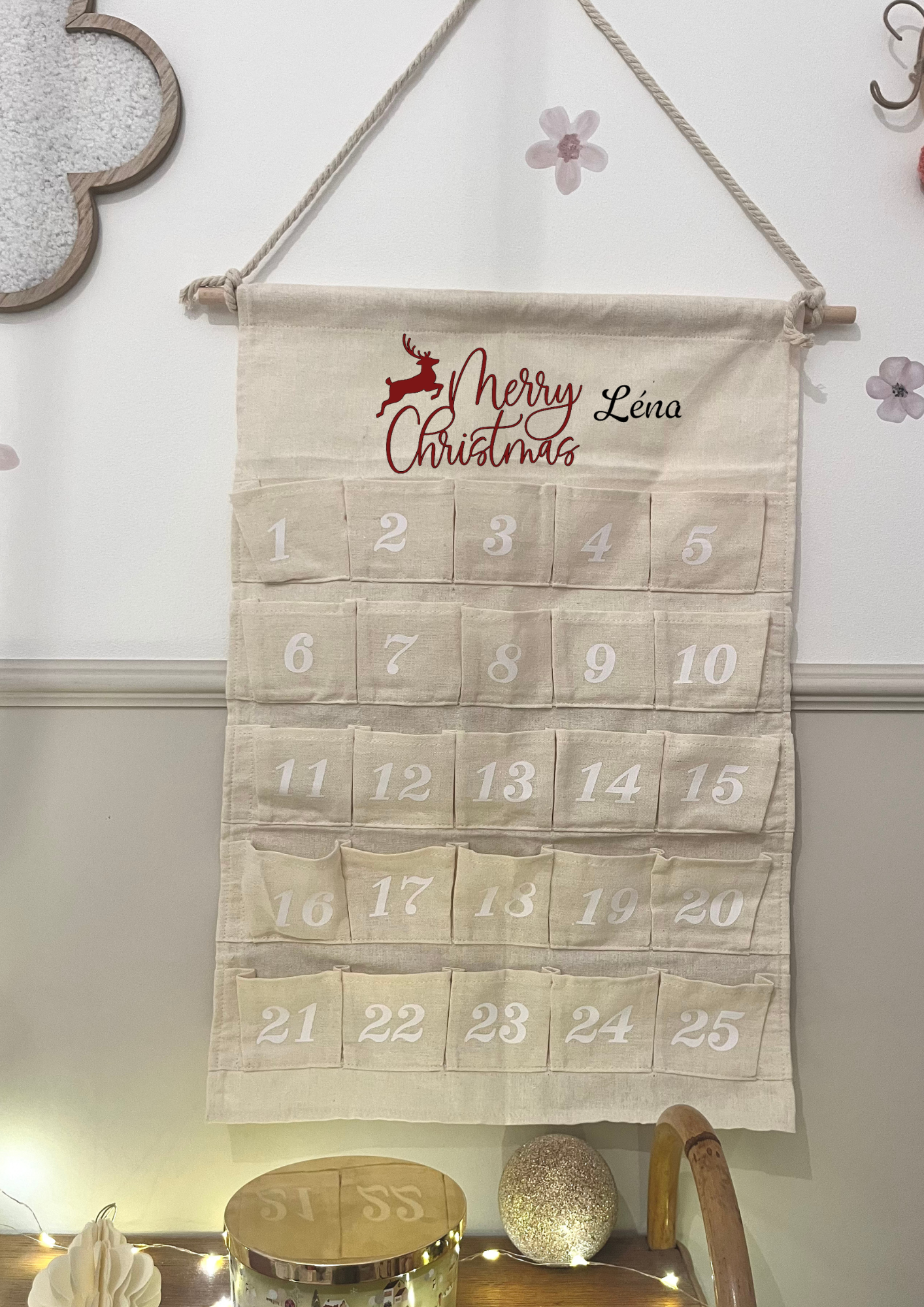 Calendrier de l'avent numéros blanc