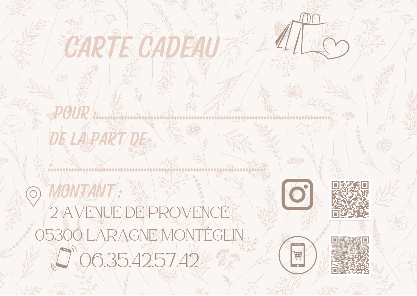 Carte cadeau la p'tite boutique