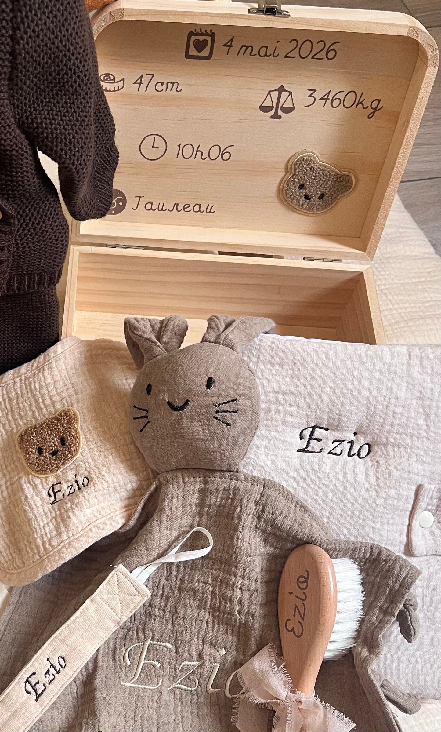 Coffret boite naissance broderie