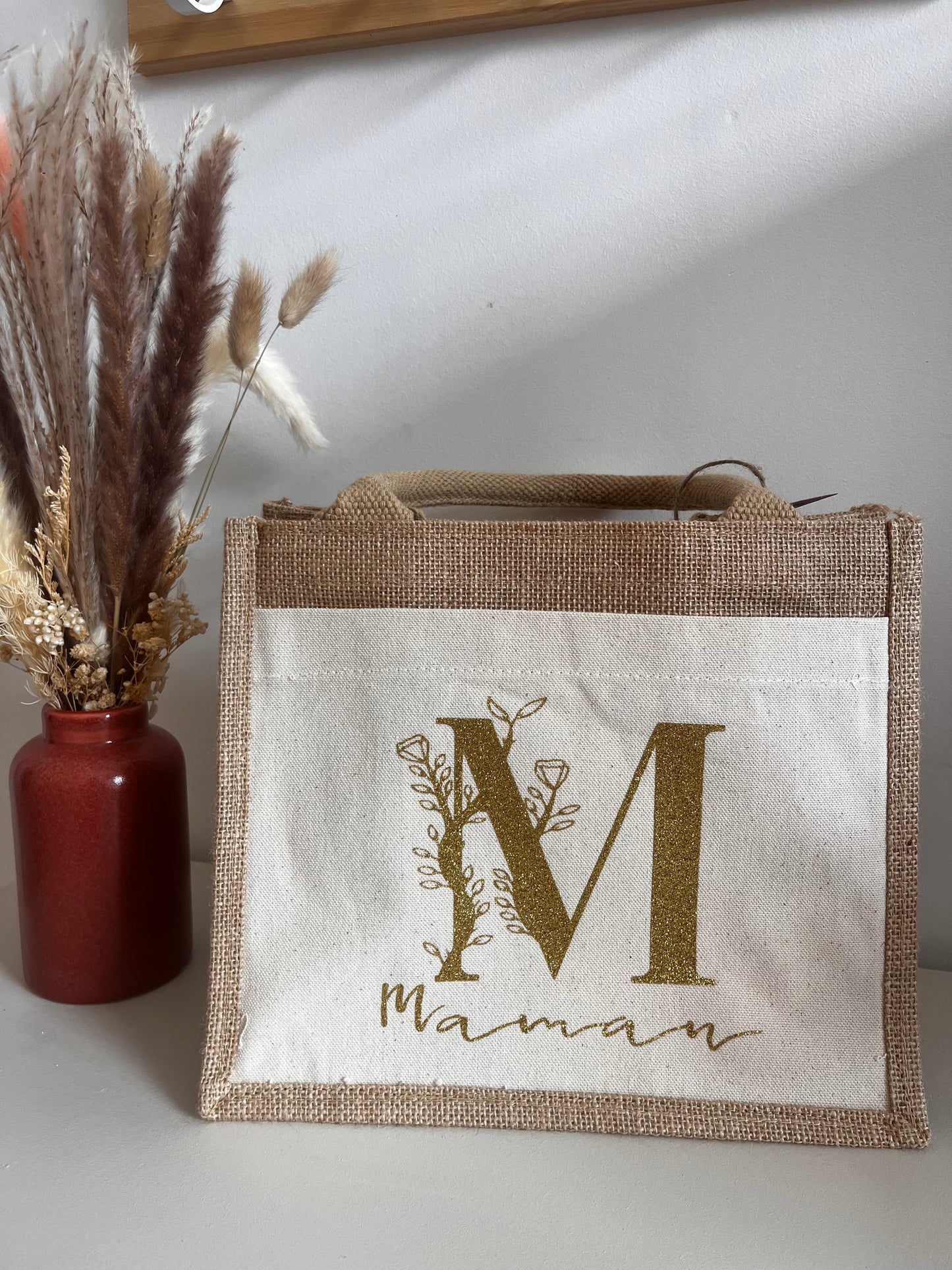 Sac a main en jute " pérsonnalisable "