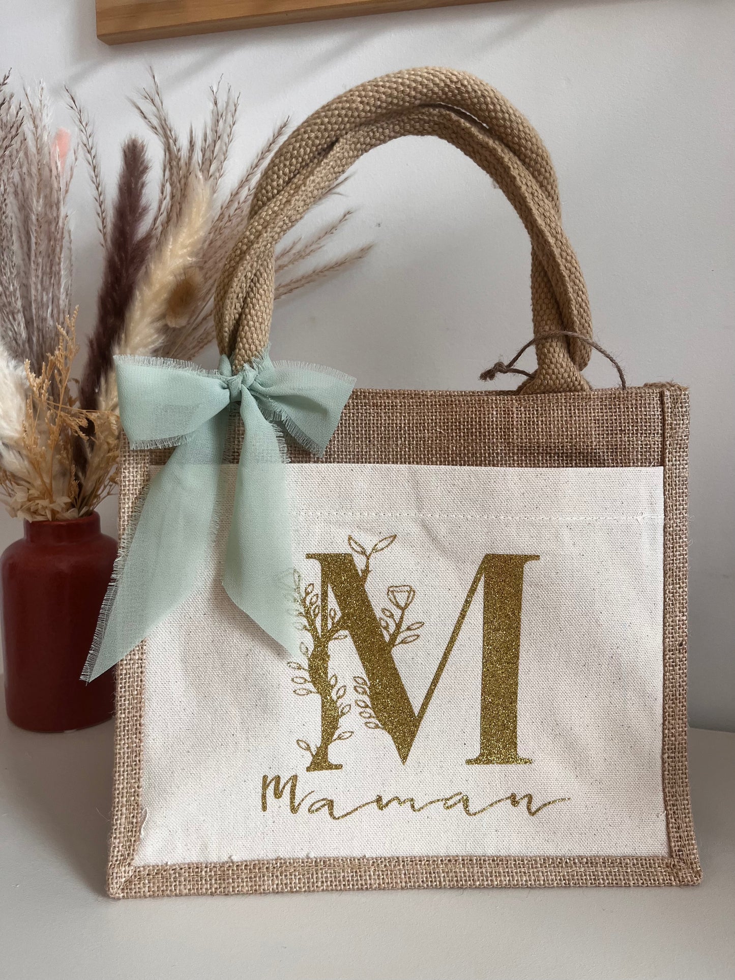 Sac a main en jute " pérsonnalisable "
