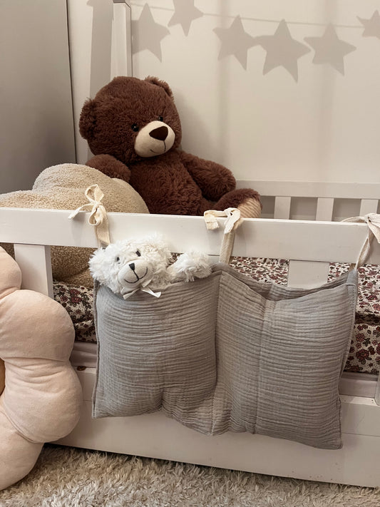 Porte doudou gaze de coton gris