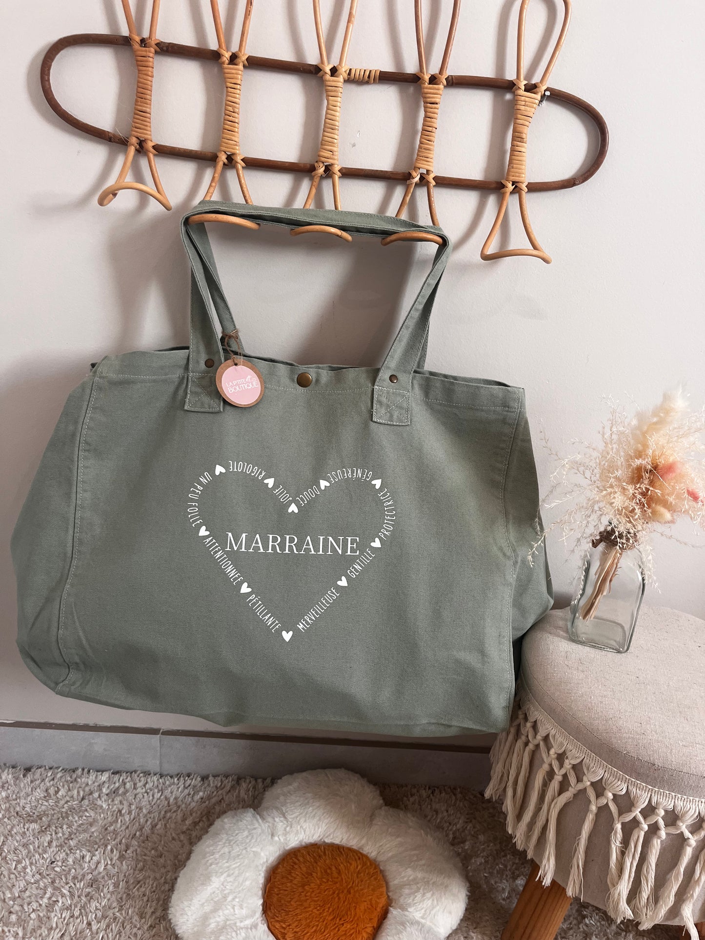 Sac shopping "personalisation coeur"