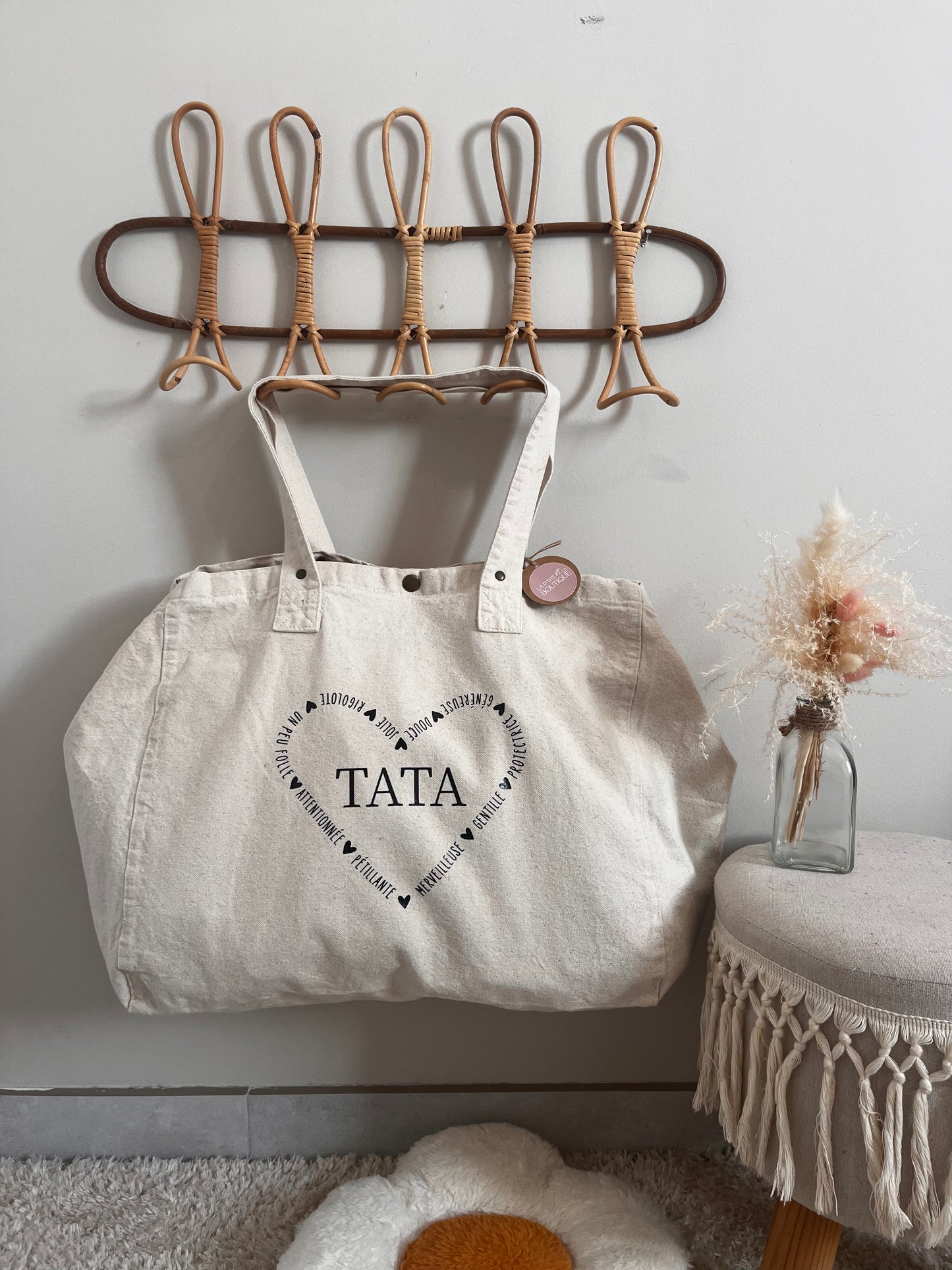 Sac shopping "personalisation coeur"