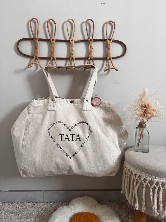 Sac shopping "personalisation coeur"