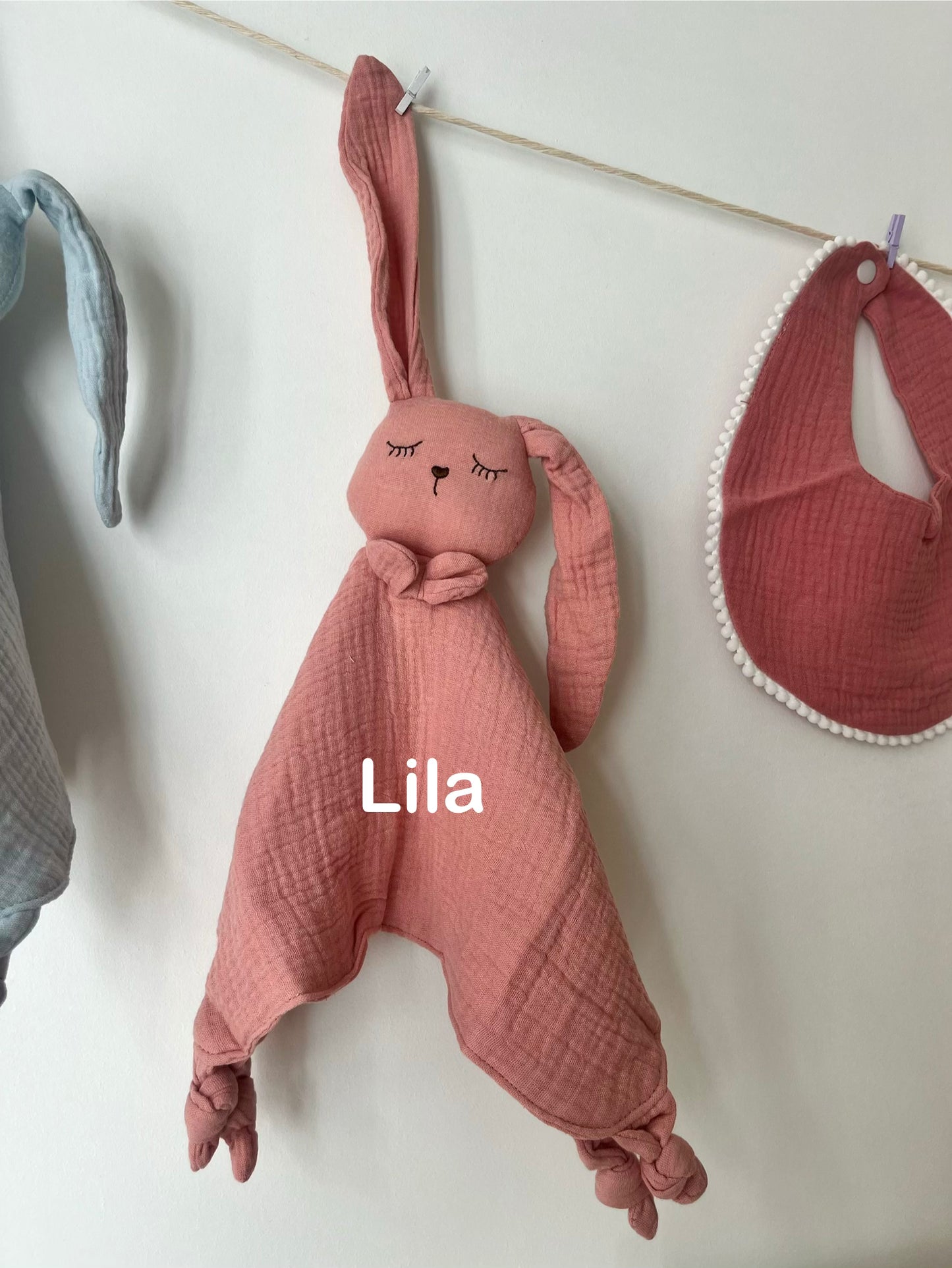 Doudou lapin lange Rose