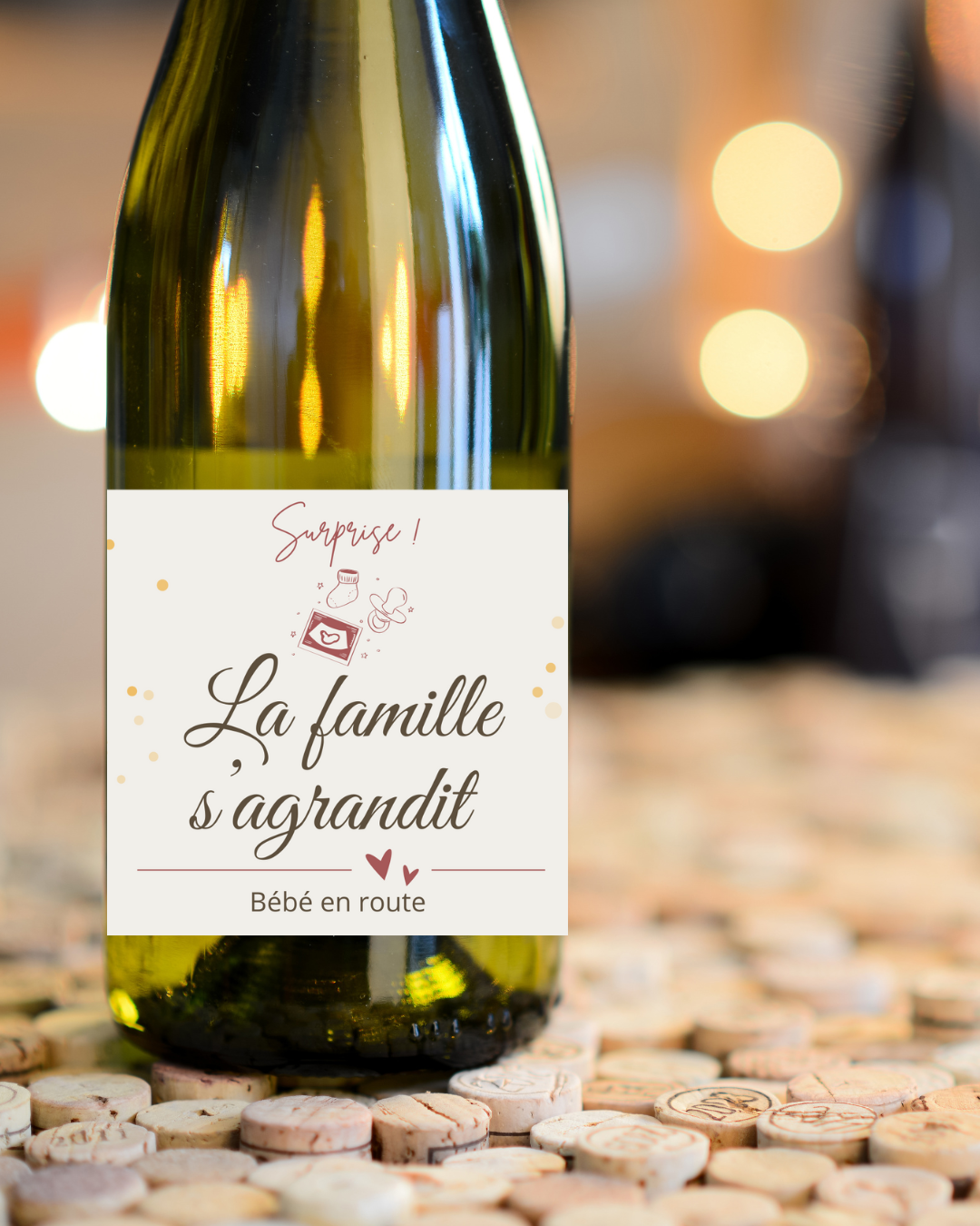 Etiquette bouteille annonce de grossesse